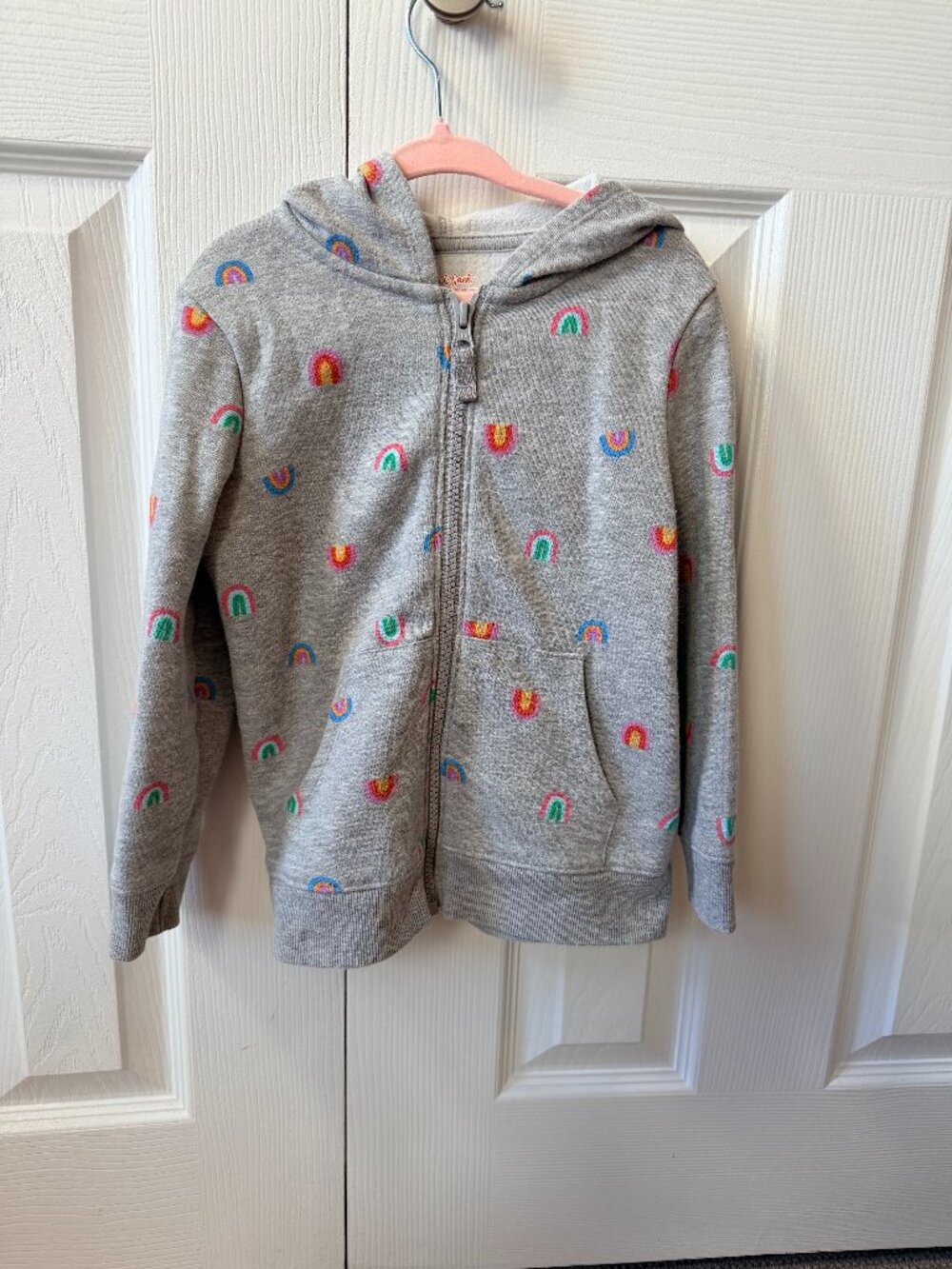 🍭4/$20 Cat & Jack Girls Gray Rainbow Print Zip Up Hoodie Sweatshirt Size 4T